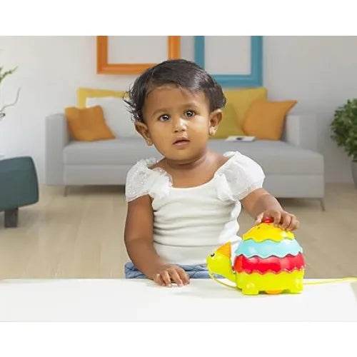 Colorful Funskool ice cream turtle pull along toy wooden for toddlers aged 1-3 years