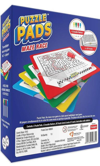 Funskool Puzzlepads Maze Race, Strategy Game, Board Game for kids, Adults, Families, Educational, Fun, 2 to 4 Players, Family Fun, Learning Activity Toy for Childrens, Gift Set for Kid, Ages 7+ Years - T-Rex the toyland Sitamarhi