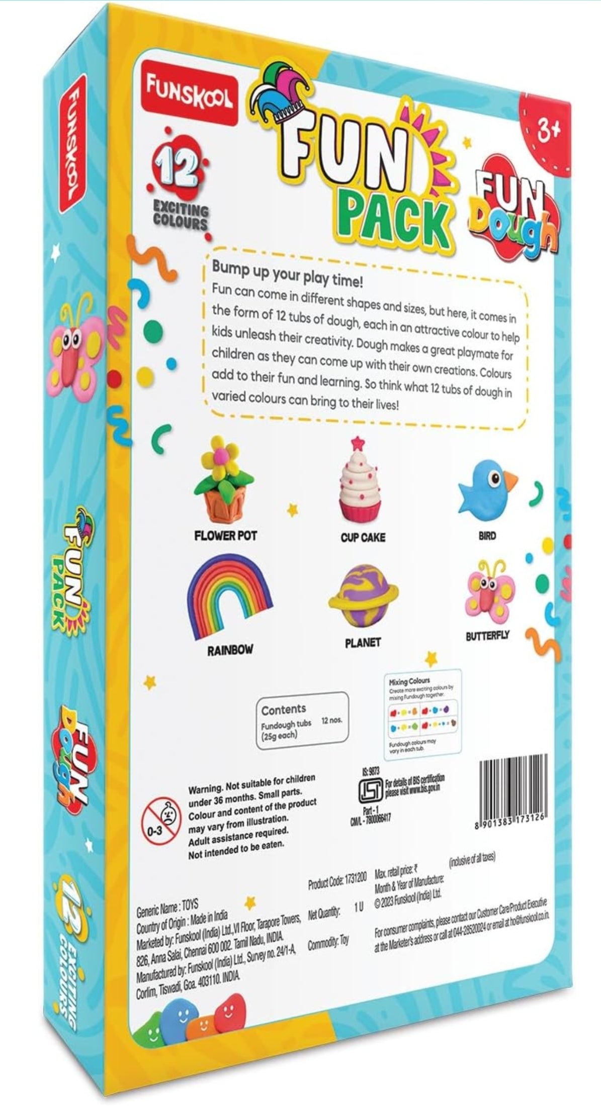 Funkskool Fun Dough Playset with 12 colors for creative play and recipes play dough for ages 3 and up