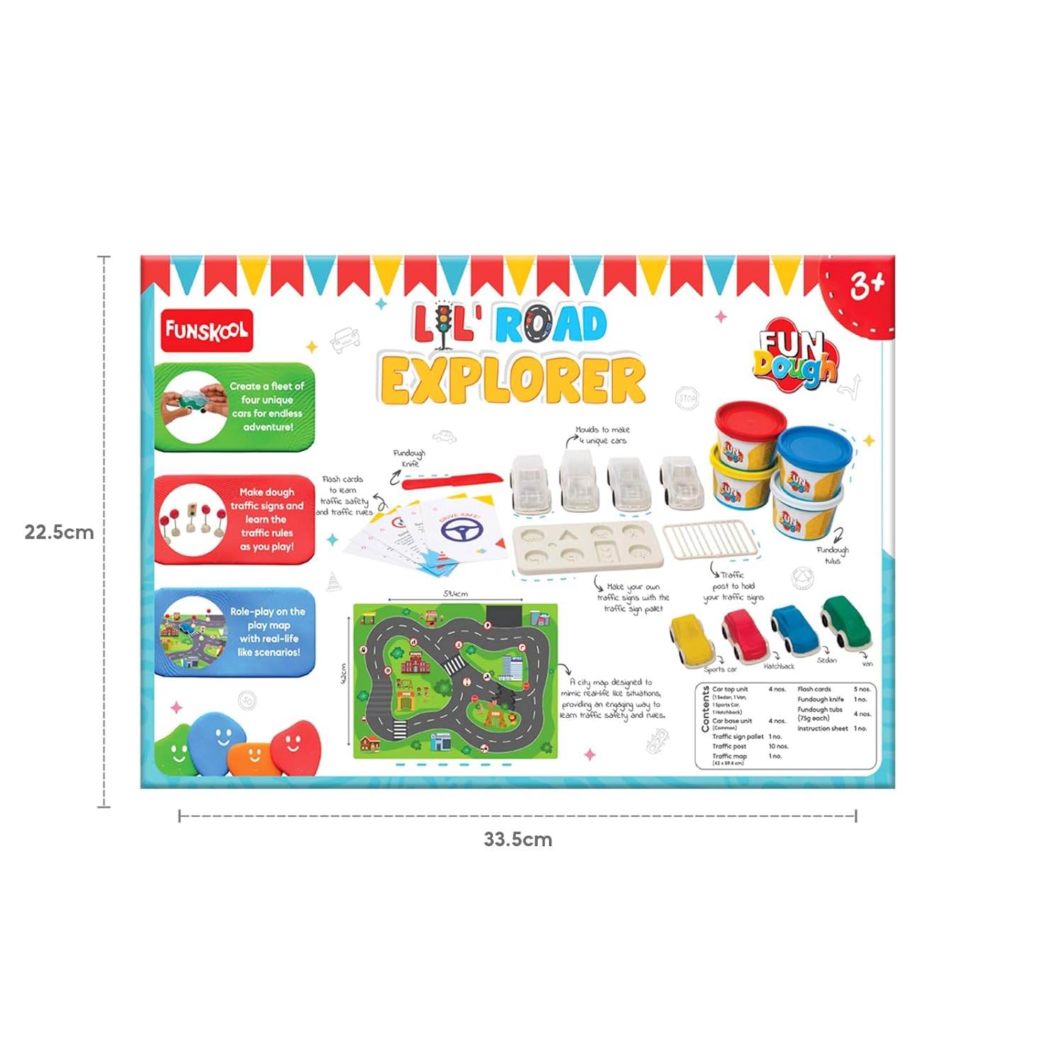 Road explorer dough kit for kids with colorful dough, road map, and toy cars from T-Rex the toyland Sitamarhi