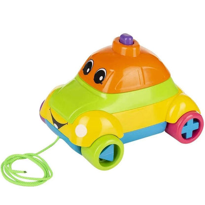 Colorful pull-along toy car shape sorter for toddlers aged 1-3 years