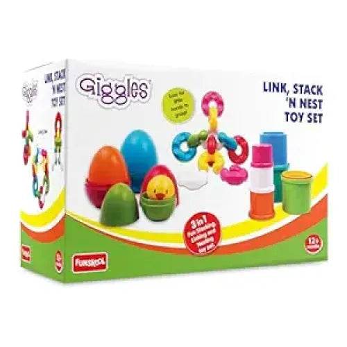 Colorful stacking toys for 1 year olds, including eggs and linking rings, designed for fun and development