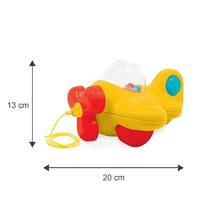 Yellow Funskool 2in1 toddlers gift set airplane toy for ages 2-4 years with pull string and colorful beads