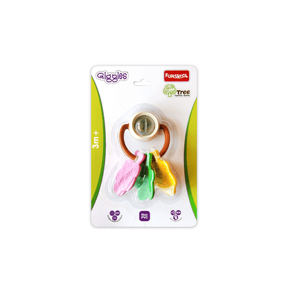 Colorful teething toy for infants 3 months and up, featuring playful shapes for teething relief