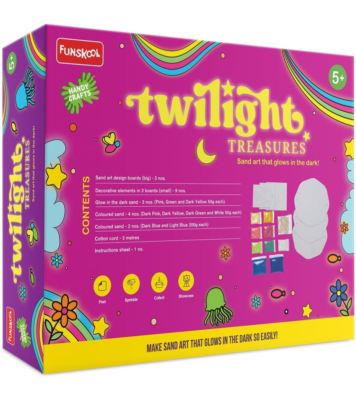 Funskool Twilight Treasures DIY craft set with colorful glow-in-the-dark sand art materials for kids