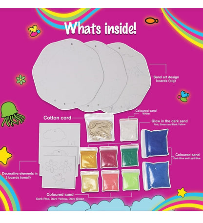 Funskool Twilight Treasures DIY craft set including sand art design boards cotton cord and colored sand packets