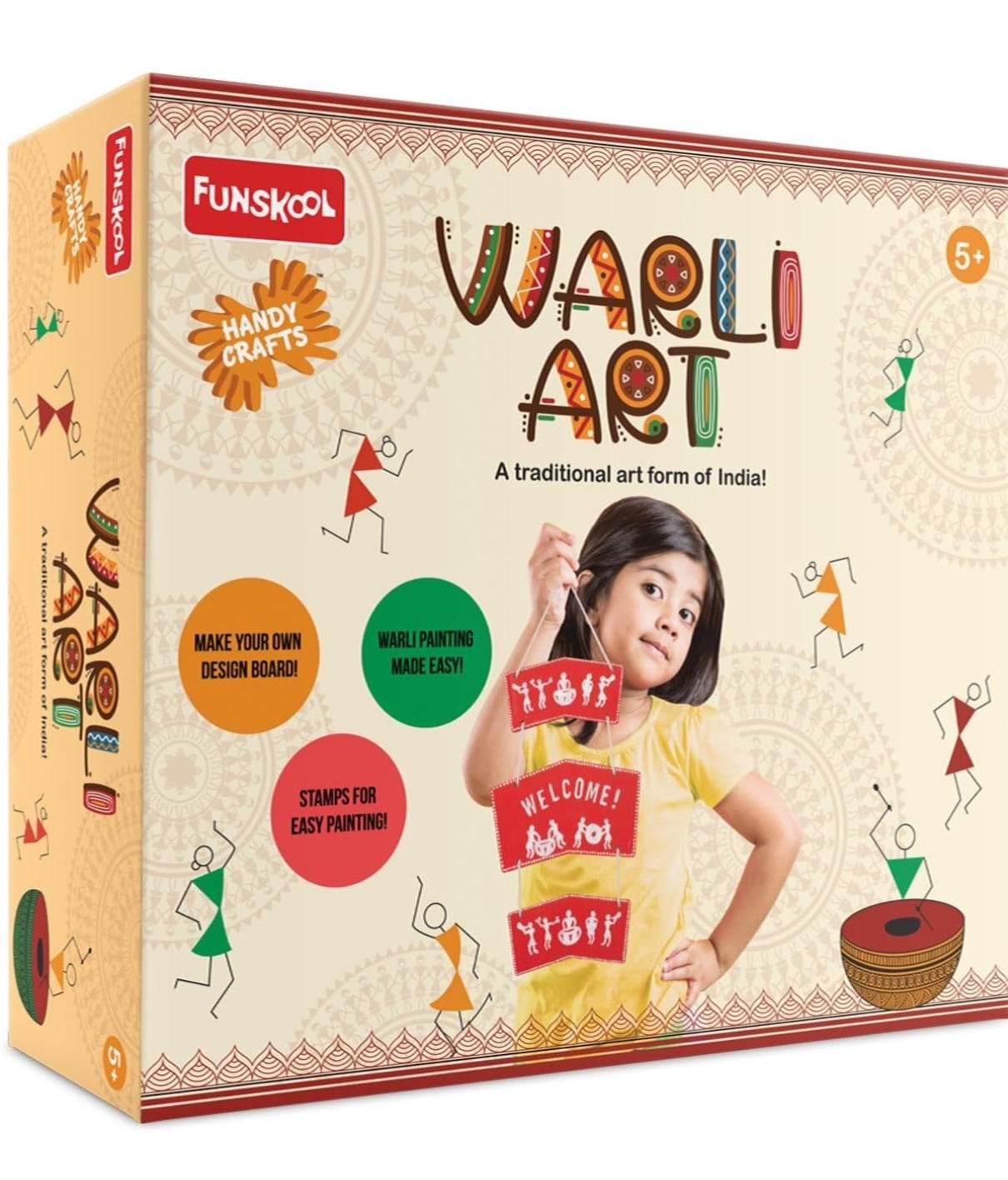 Funskool Warli art DIY kit for kids with stamps and design board for easy painting