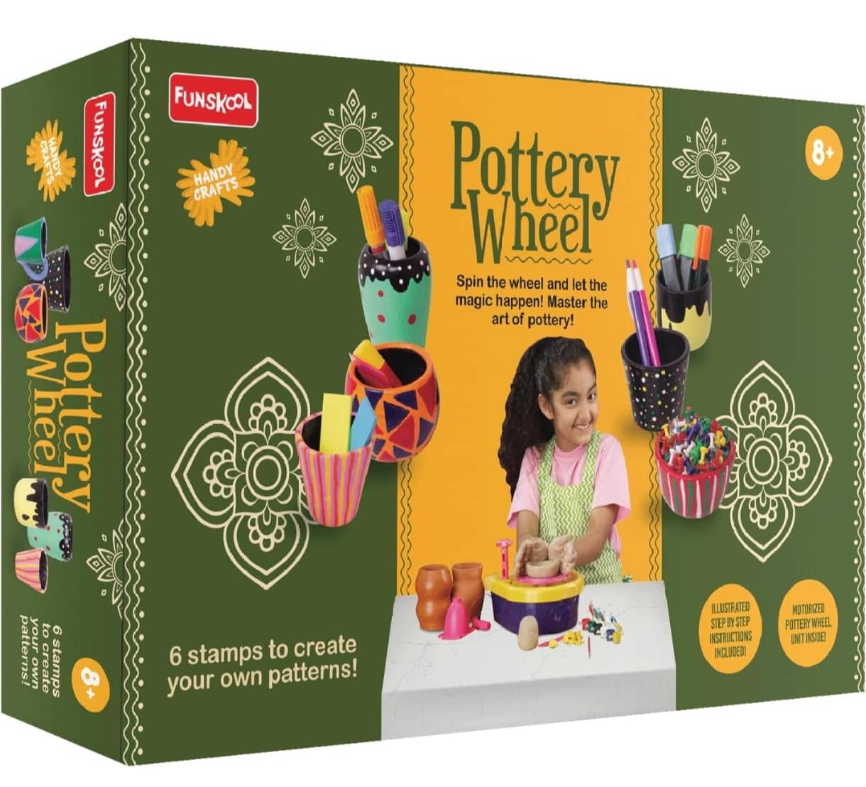 Colorful pottery wheel kit for creative crafting, ideal for ages 8 and up