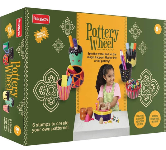 Colorful pottery wheel kit for creative crafting, ideal for ages 8 and up