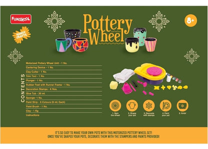 Funskool pottery wheel kit in colorful design for ages 8 and up, perfect for crafting pottery