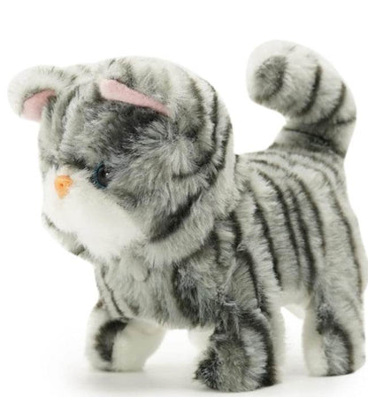 Gray plush Zoe walking cat interactive toy for kids aged 3 and up