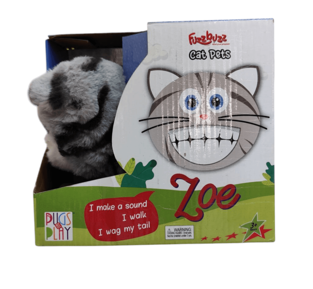 Zoe gray interactive walking cat toy with sound and wagging tail for kids ages 3 and up