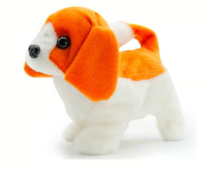 Plush interactive cat toy with orange and white colors, ideal for playful kittens