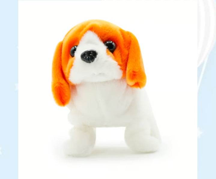 Interactive cat toy in the shape of a cute plush dog, perfect for engaging playtime.