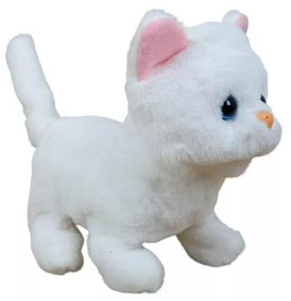 White plush Casper cat toy that walks and meows, perfect interactive cat toy for ages 3 and up