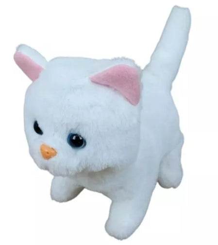 White Casper Walking Cat Interactive Cat Toy that walks and meows for playful kittens