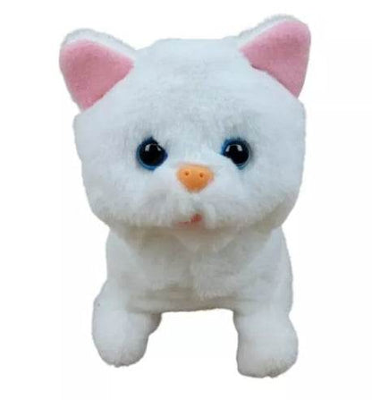 White interactive cat toy that walks and meows for engaging playtime