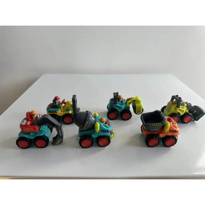 Set of colorful friction powered construction vehicle toys with multiple types of construction machinery