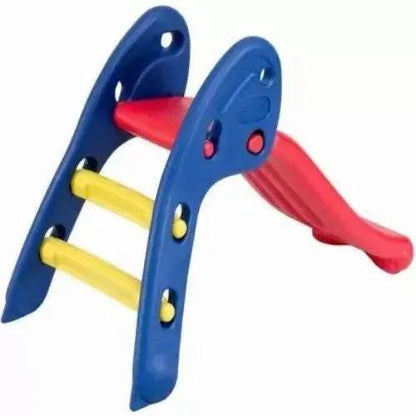 Maskeen blue and red indoor play slide for children with yellow ladder steps