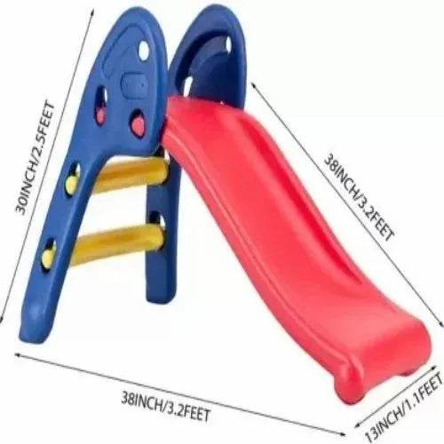 Maskeen indoor play slide for children with blue ladder and red sliding surface measuring 38 inches