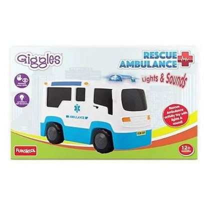 White and blue ambulance truck toy with lights and sounds for children 12 months and older