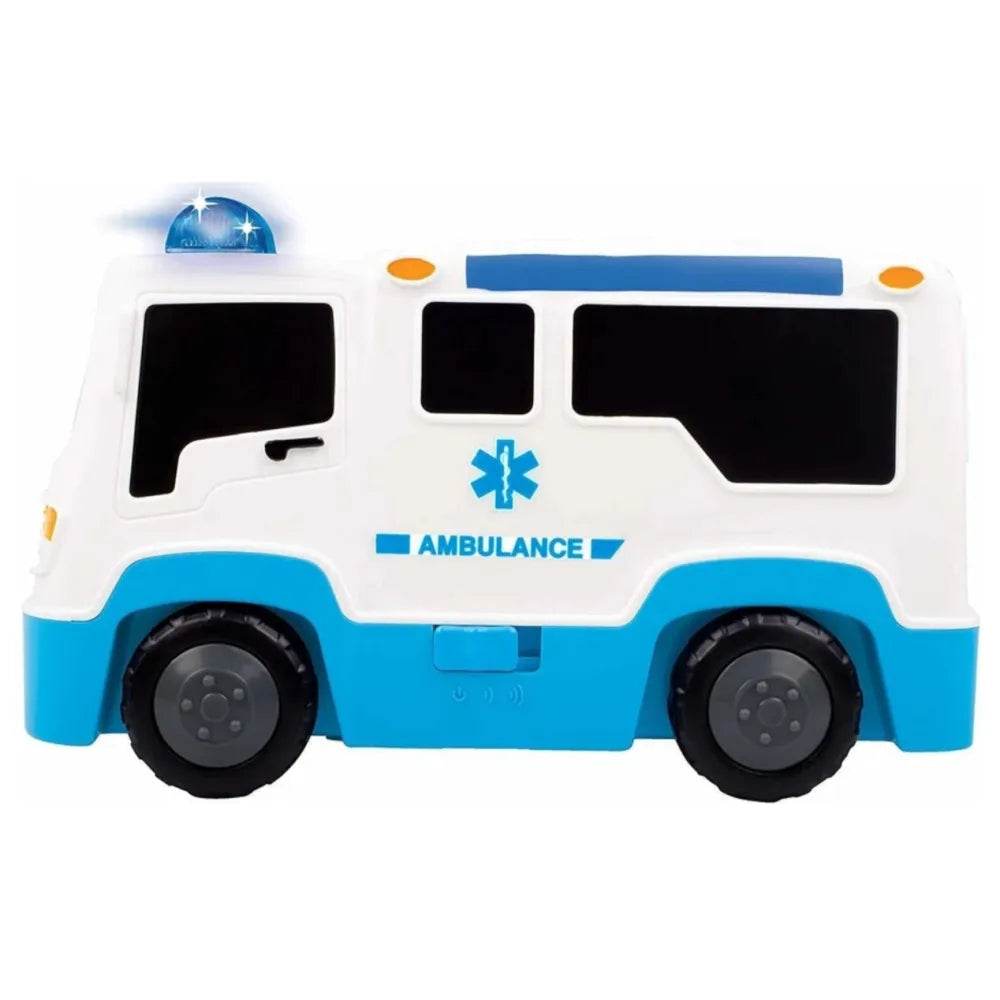 White and blue ambulance truck toy with light functions for kids aged 3-6 years