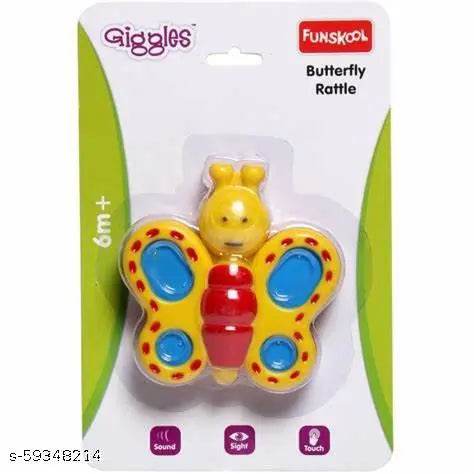 Colorful Funskool butterfly rattle toy for infants with sound and tactile features for 6 months and up