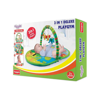 Giggles Funskool 3in1 Deluxe Playgym, Animal Printed Soft & Comfy Activity Mat for Tummy Time, Fun & Development Toy for Babies, Infants, Multicolour, Gift Set for Kids, Age 2+ Months - T-Rex the toyland Sitamarhi