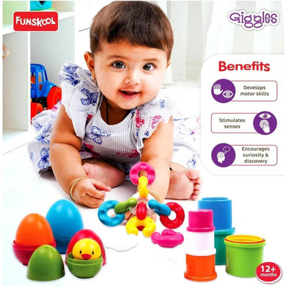 Giggles Funskool Link Stack N Nest, Nesting & Stackable Toy Blocks for Kids, Encourages Learning & Development, Fun Activity for Babies, Gift Set for Kid, Age 6+ Months - T-Rex the toyland Sitamarhi