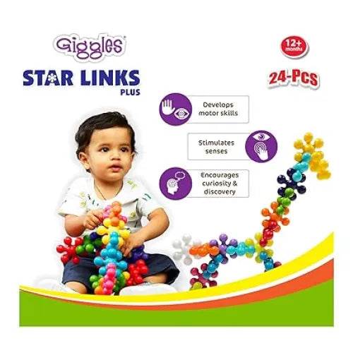 Giggles Funskool Star Link Plus, Educational & Creative Construction Toy Blocks for Kids, Encourages Learning & Development, Fun Activity for Preschoolers, Gift Set for Kid, Age 12+ Months - T-Rex the toyland Sitamarhi