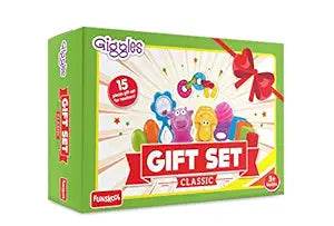 Colorful Funskool Giggles gift set for newborn with 15 classic toys for early development