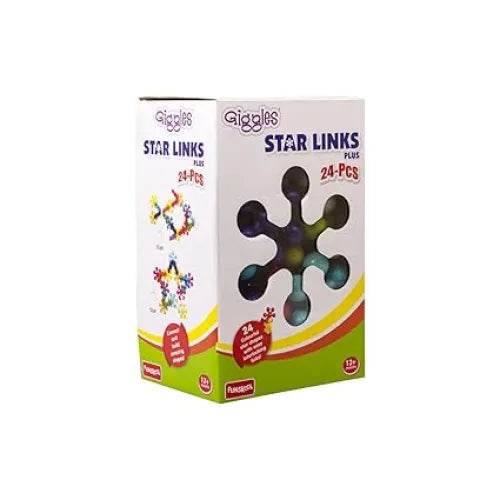 Colorful 24-piece Giggles Star Links building set for kids aged 3 years and up