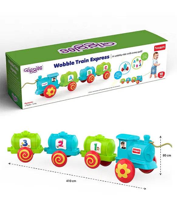 Colorful wobble toy train for toddlers aged 1-3 years with engaging action features