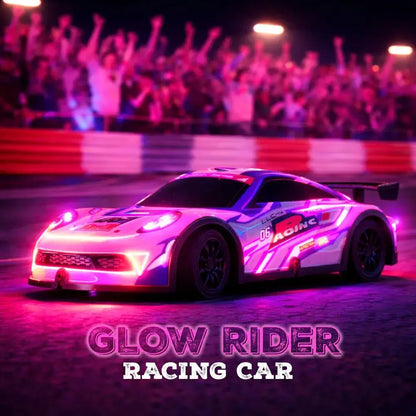 Glow Rider remote control car with remote featuring vibrant lights for kids ages 6 and up