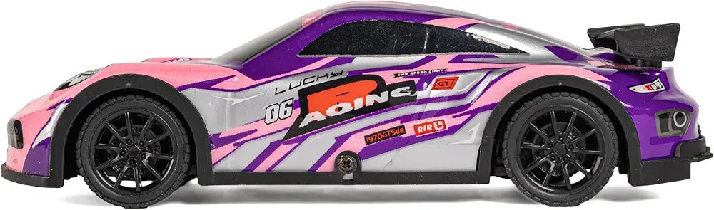 Purple and gray remote control car with remote for kids aged 6 years and up