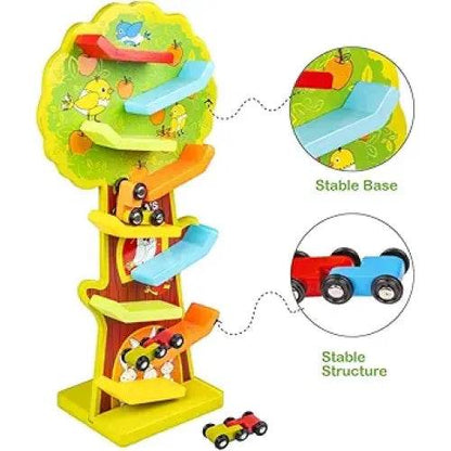 T-Rex the toyland wooden ramp race track toy with colorful tree design and stable structure for kids