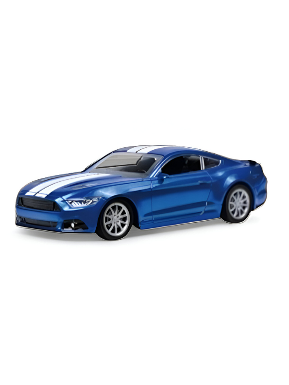 Blue GT Ford Mustang toy car for children aged 3-8 years with sleek design and racing stripes