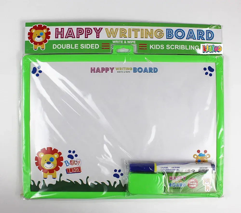 Green preschool interactive whiteboard with double-sided design and markers for creative learning