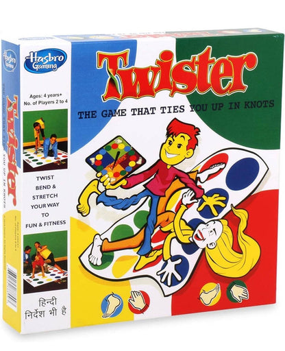Hasbro Twister game for kids with colorful mat and playful characters for fun and fitness