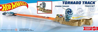 Hot Wheels Tornado Track set featuring a spinning tornado and desert-themed track design