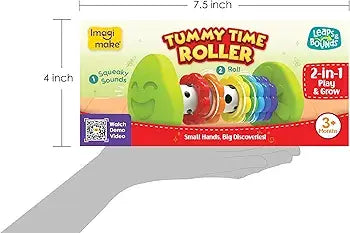 Colorful Tummy Time Roller baby toy for infants with squeaky sounds and rolling action
