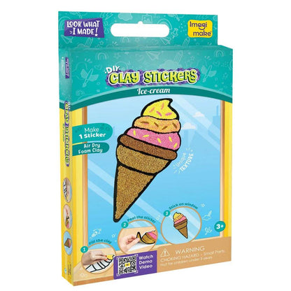 DIY clay stickers ice cream cone craft kit for ages 3 and up with colorful design