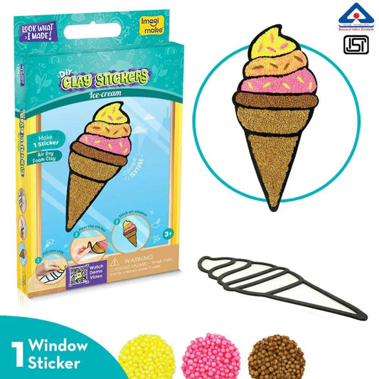 DIY clay stickers ice cream cone craft kit for ages 3 and up, perfect for creative projects