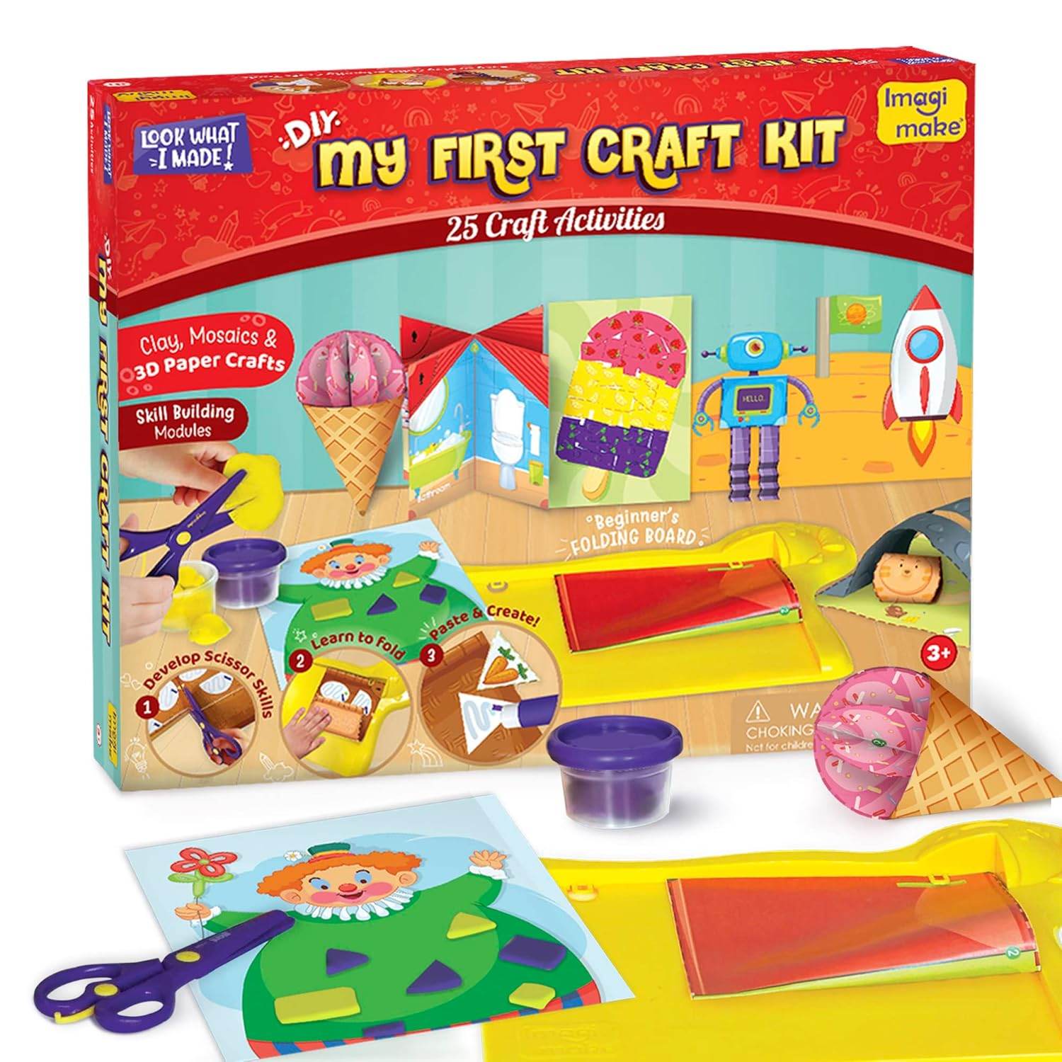 T-Rex the toyland Sitamarhi kids DIY craft kit with scissors, clay, and colorful paper for creative activities