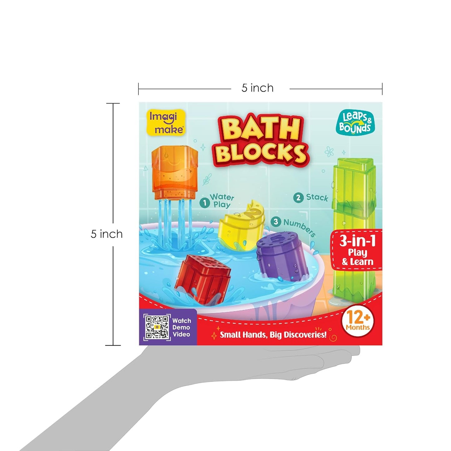 Colorful bath blocks toddler toy for 12 months and up, great for water play and learning