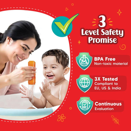 Mom playing with colorful water toys for toddlers to enhance bath time fun