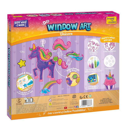 Unicorn window art kit by T-Rex the toyland Sitamarhi with peel and stick designs and paint tubes
