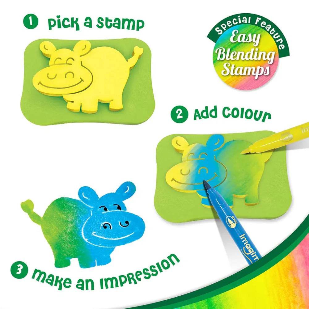 Colorful water coloring set with blending stamps for creative fun in kids ages 4 and up