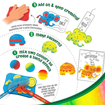 Colorful water coloring set with elephant patterns for creative kids aged 3-7 years