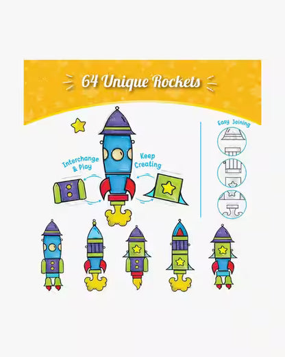 Window art painting kit for kids with 64 unique colorful rocket designs for creative play